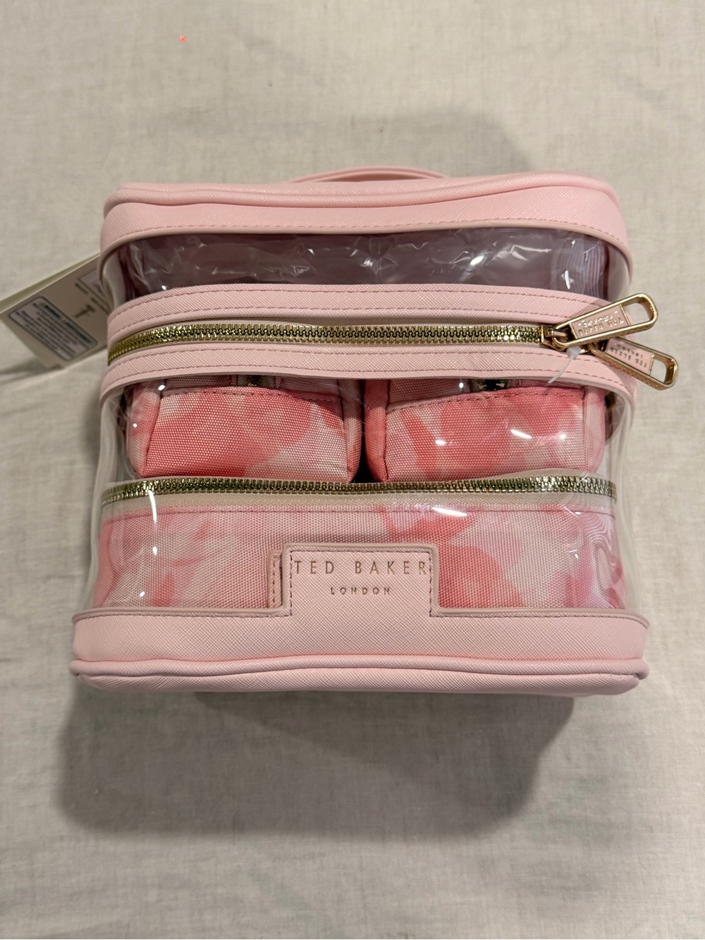 Ted Baker rose Pink Clear Travel Cosmetic Bag Set